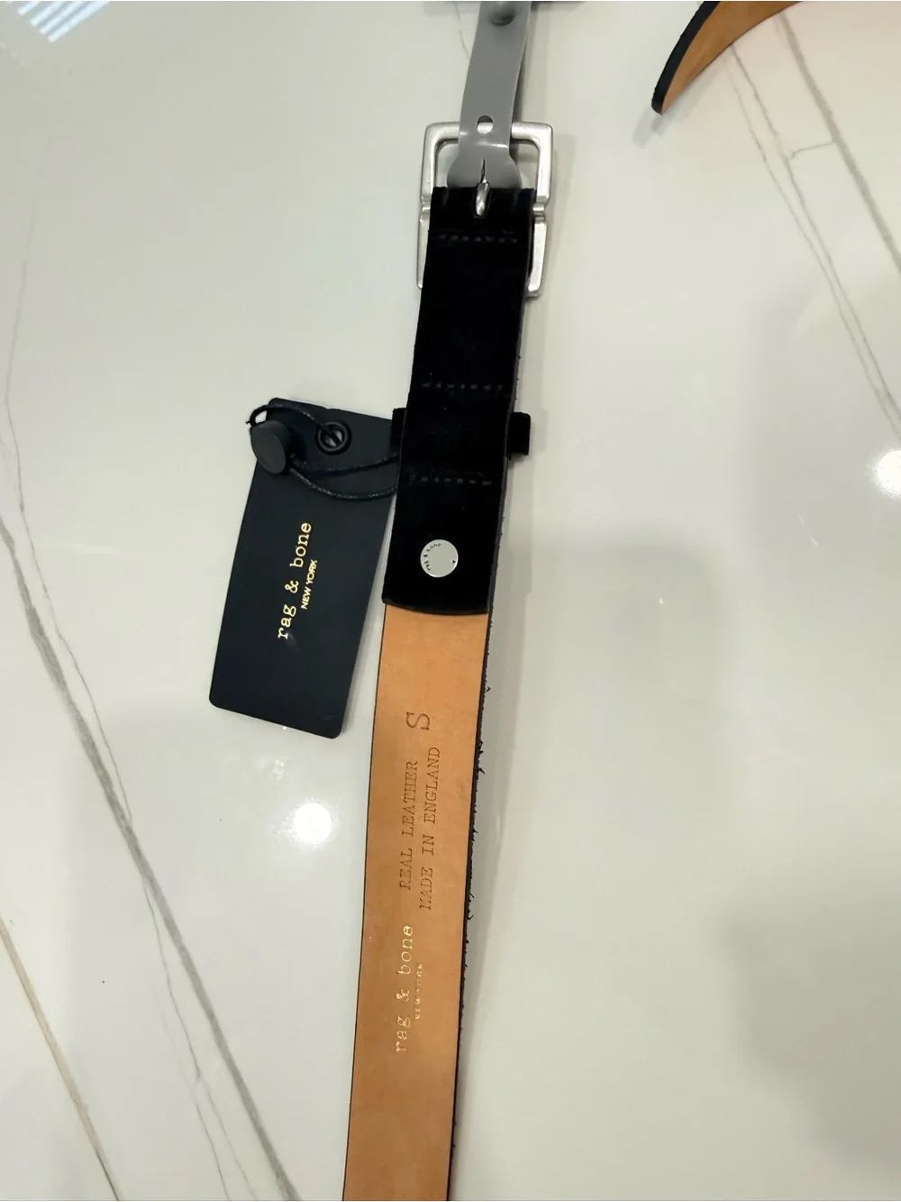 rag & bone Black Suede Leather Belt NWT